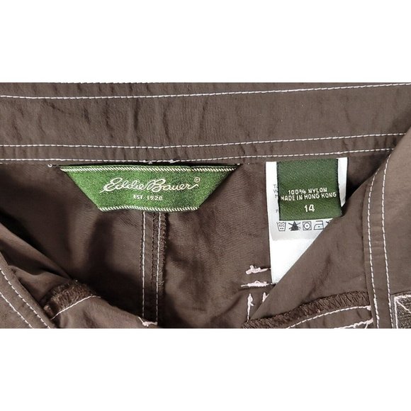 Eddie Bauer Brown Hiking Pants Womens 14, Lightweight w/Zip Pockets 100% Nylon - Picture 11 of 14